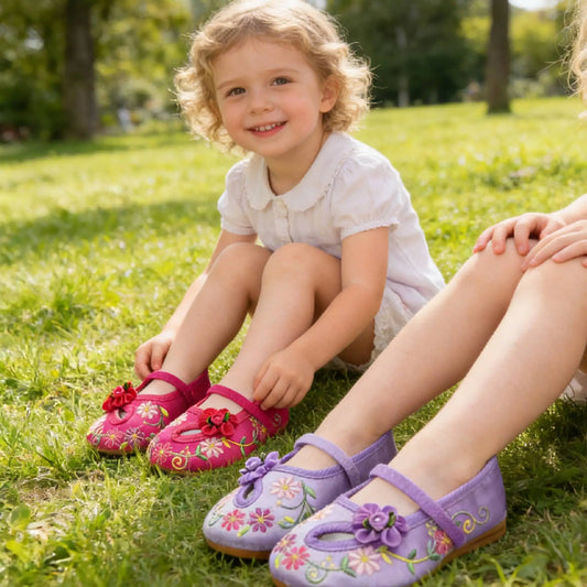 Girls Embroidery Floral Shoes Encanto Mirabel Princess Shoes Baby Vintage Ballerina Flats Comfortable Anti-slid Low Heel Flats