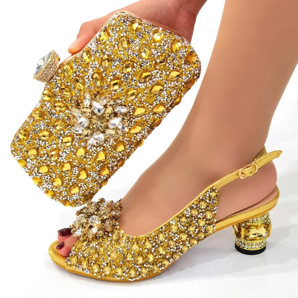 New Silver Color Nigerian Women's Shoes and Bags Party African Fashion Shoes and Bags Wedding Shoes and Bags