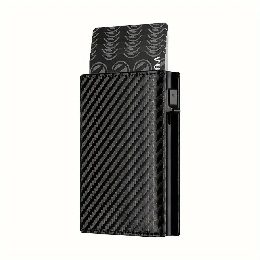 Portefeuille Homme avec Porte-Monnaie Zippé Porte-Cartes de Crédit Métallique à Éjection Automatique Bloqueur RFID Minimaliste Porte-Cartes de Visite Idée Cadeau