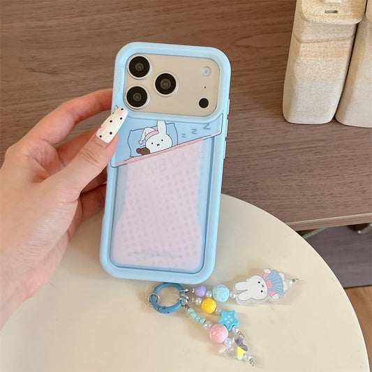 Fashion Cute Miffy Rabbit Kawaii Phone Case for iPhone 16 Pro Max 15 16 17 15 Pro 17 Pro Cover With Card Holder Charm Cases Capa