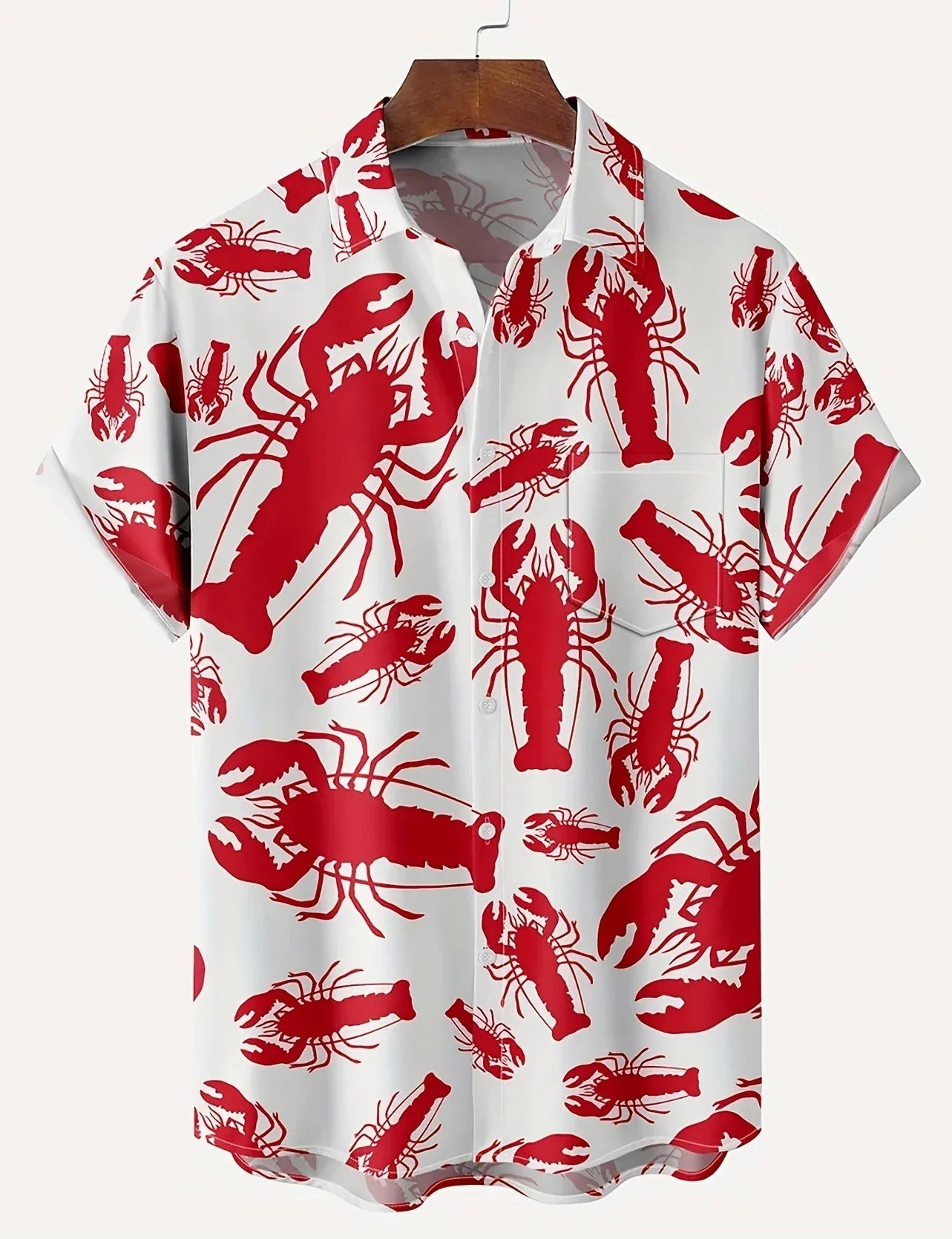 Cartoon Lobster Hawaiian Shirt Men Women Clothing Seafood Shirt Summer Holiday Shirt Short Sleeve Button Down Crawfish Shirts
