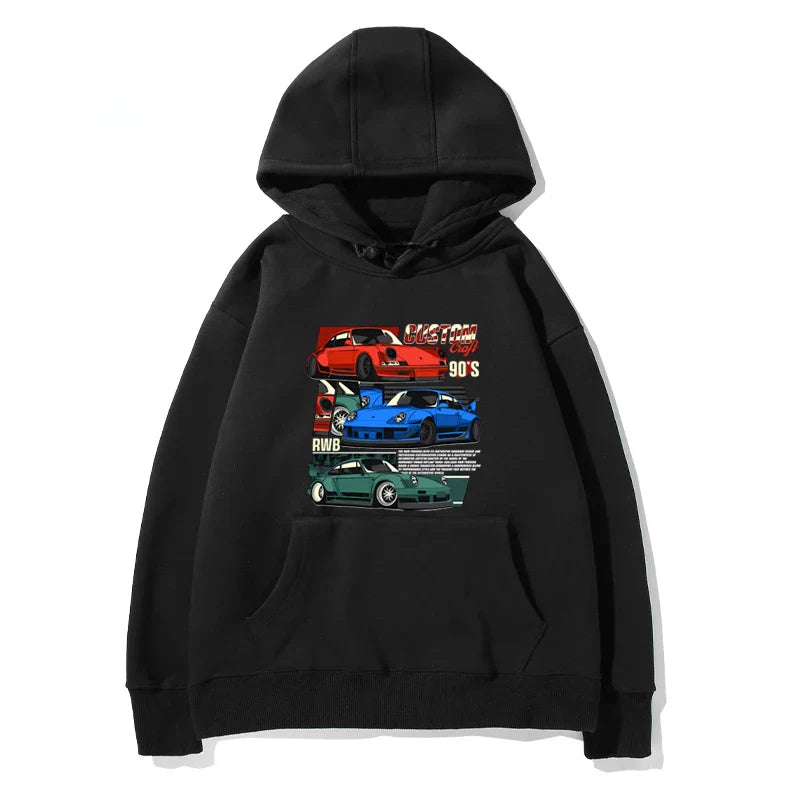 RWB Modified Car 911 Black Hooded Hoodie Women Of The Same Model New New Autumn And Winter Casual Loose Top Clothing