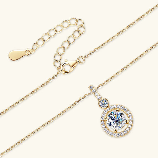 925 Silver Full Moissanite Pendant Necklace Certified 6.5mm D Color Lab Created Diamond Necklace for Women Quality Jewelry Gift