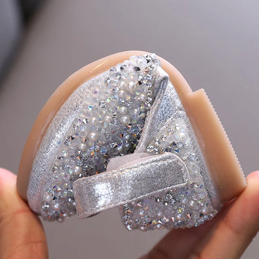 2026 Girls Princess Shoes Spring Children Bow Shoes Leather Shoe Kids Dance Shining Toddler Rhinestone Birthday Party Shoes