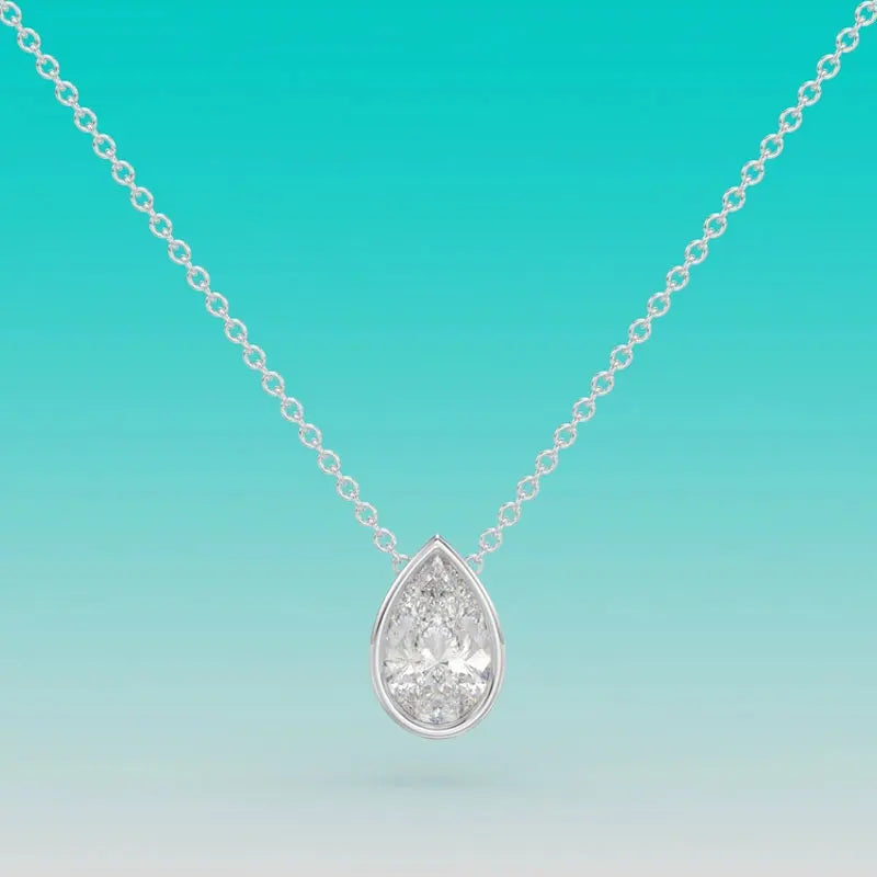 1-4ct Pear Cut Moissanite Necklaces for Women s925 Sterling Silver Chain Bezel Set Solitaire Gemstone Pendant Necklace