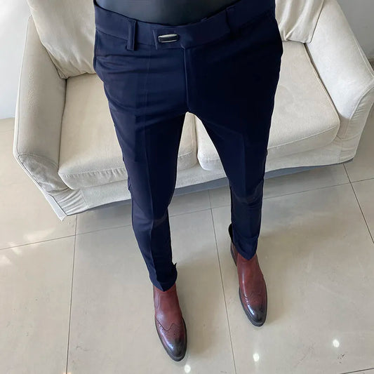 High Quality Men's Suit Pants 2025 Spring New Men Formal Business Office Social Dress Pants Slim Fit Casual Wedding Trousers