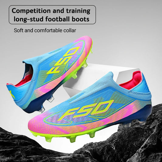 Classic Style AG FG football shoes PU Fabric Ventilated Upper TPU Wearproof Outsole Unisex Kids Outdoor Football Shoes