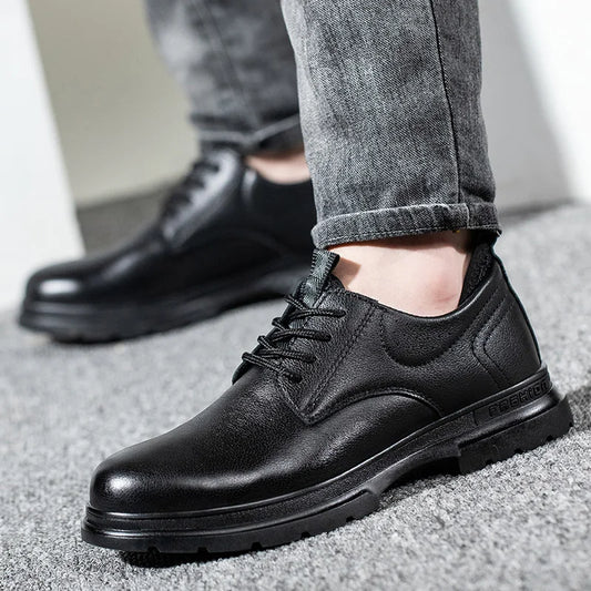 Fashion 2026 Genuine Leather Waterproof Men Safety Shoes Boots Work Sneakers Indestructible Steel Toe Nail Proof Male Footwear