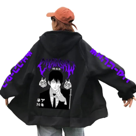 Chainsaw Man Men's Zipper Coat Hoodie Sweater Long-sleeved Jacket Aki Hayakawa Anime Spring And Autumn Top Winter