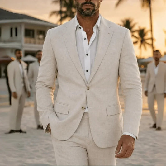 2 Pieces Lightweight Linen Suit Separates Jacket with Pants for Men Summer Wedding Groom Tuxedo Vestidos Madre Del Novio 2026