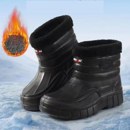 40-45 Men Rain Boots Winter Waterproof Shoes Ankle Snow Botas Plush Thick-soled Anti Slip High Top Zapatos Water Warm Footwear 1