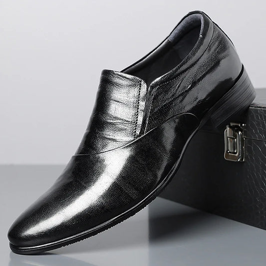 2026 New Low-heeled Business Shoes for Men Black Spring Summer Leather Shoes Male Fashion Casual Dress Shoe Man
