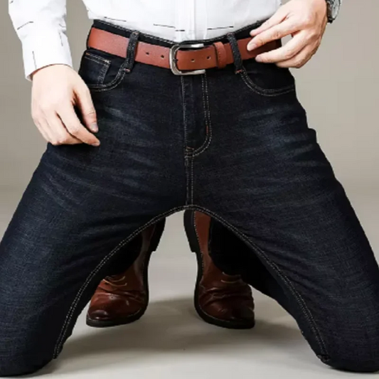 Men Comfortable Soft Business Fashion Straight Casual Denim Trousers Male Brand Clothing Light Luxury Stretch Slim Fit Pants