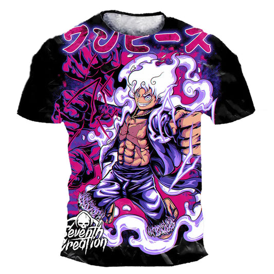 New Japanese anime One Piece cartoon children's adult 3D printed top T-shirt One Piece Dragon Ball boy cartoon top T-shirt