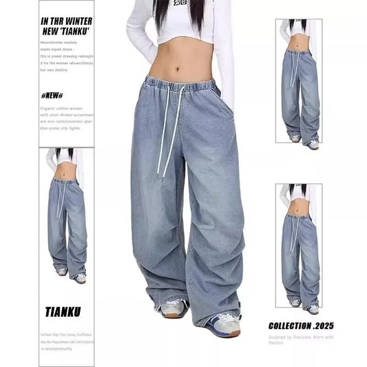 Street Dance Trendy Blue Hip-hop Retro Jeans Women's Versatile American Dancing Pants Jazz Casual Pants Woman Clothes Ladies Y2k