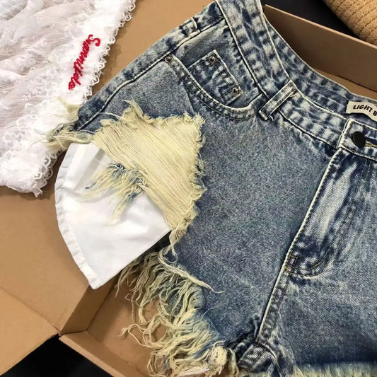 Ripped Fashion Denim Woman Shorts Jeans Summer 2026 New Thin Style High Waist A Line Slim Fit Sexy Hot Woman Shorts Lady Jeans