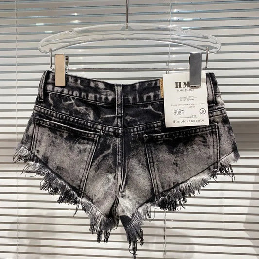 Denim Shorts Women High Street Hotsweet Casual Low Waist Raw Edges Holes A-line Korean Style Y2k Spicy Girls Summer Shorts