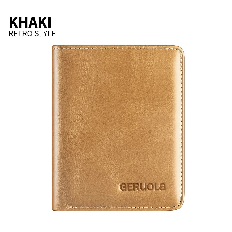 Vintage Leather Men's Wallet - Ultra-Thin RFID Blocking, Top-Grain Cowhide, Multi-Card Holder with Security Snap Button,