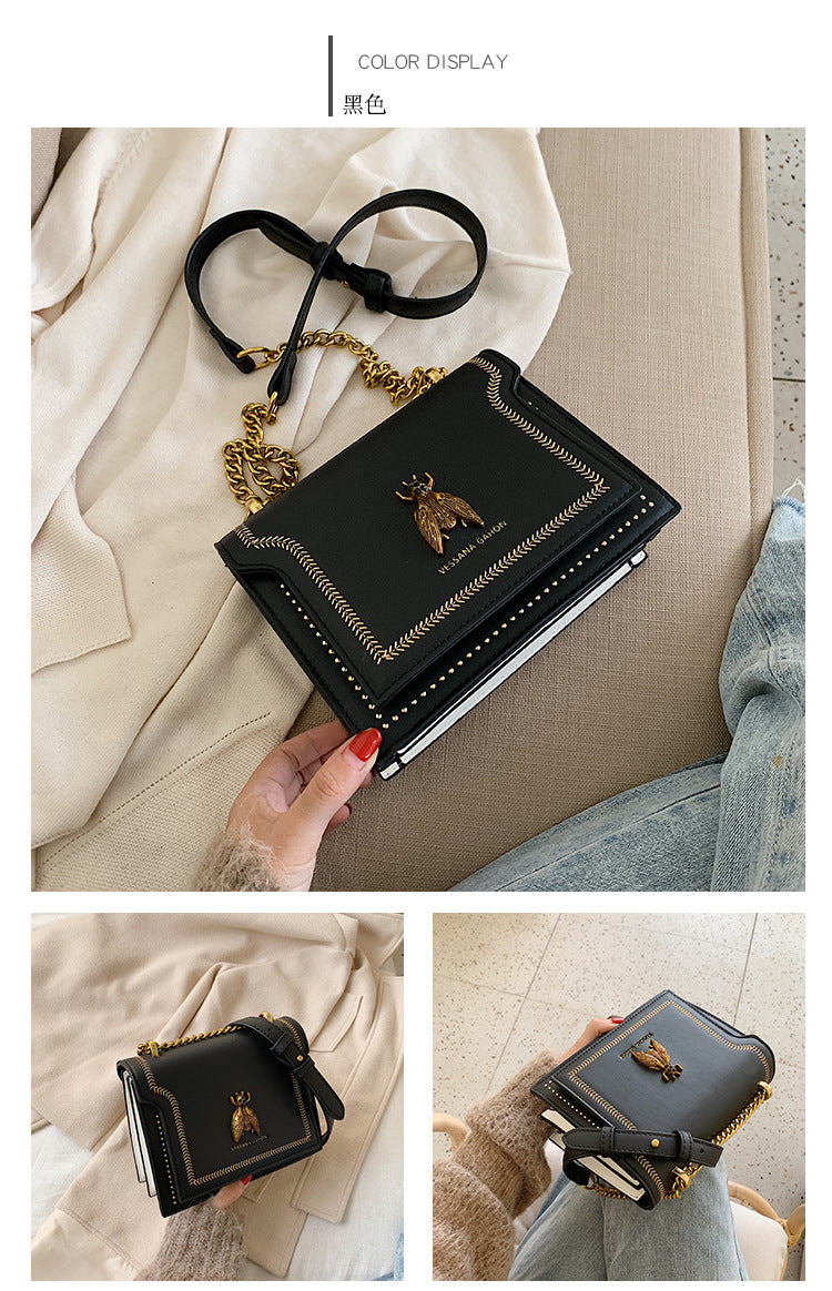 Sam Luxury Brand Women Handbag 2024 New Retro Bee Female Shoulder Bag Simple High Quality Leather Designer Crossbody Bags