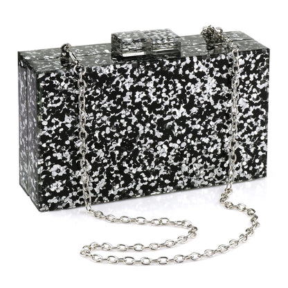 Women Handbags Evening Banquet Party Clutch Bag Rectangle Multicolor Geometric Trend Designed Acrylic Bags Chain Crossbody Bag