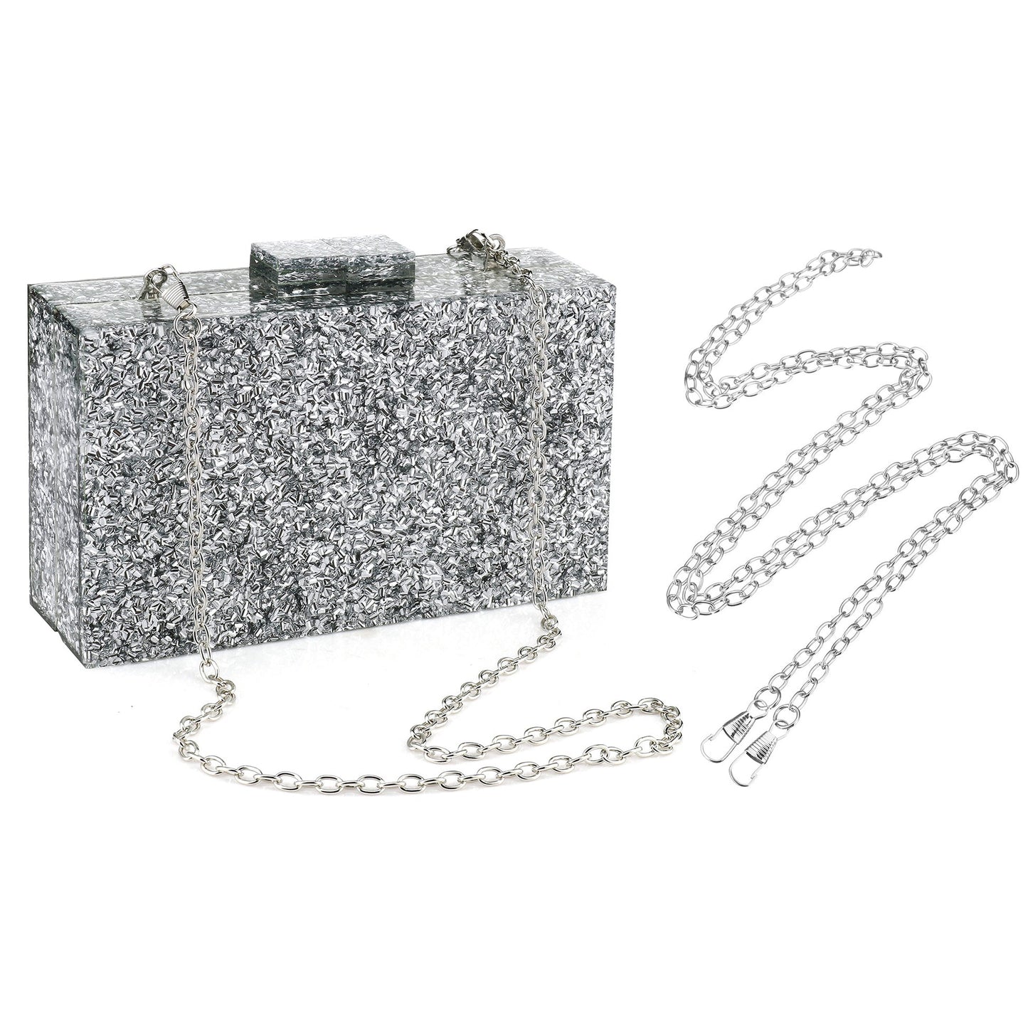 Women Handbags Evening Banquet Party Clutch Bag Rectangle Multicolor Geometric Trend Designed Acrylic Bags Chain Crossbody Bag