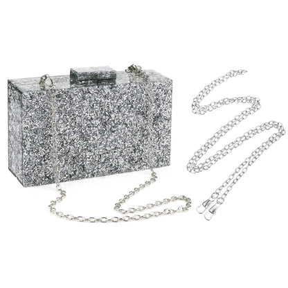 Women Handbags Evening Banquet Party Clutch Bag Rectangle Multicolor Geometric Trend Designed Acrylic Bags Chain Crossbody Bag