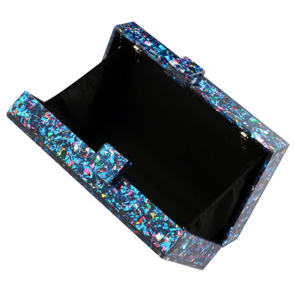 Women Handbags Evening Banquet Party Clutch Bag Rectangle Multicolor Geometric Trend Designed Acrylic Bags Chain Crossbody Bag