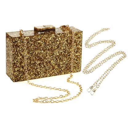 Women Handbags Evening Banquet Party Clutch Bag Rectangle Multicolor Geometric Trend Designed Acrylic Bags Chain Crossbody Bag