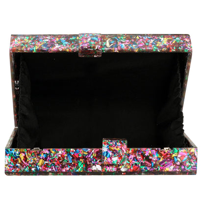 Women Handbags Evening Banquet Party Clutch Bag Rectangle Multicolor Geometric Trend Designed Acrylic Bags Chain Crossbody Bag
