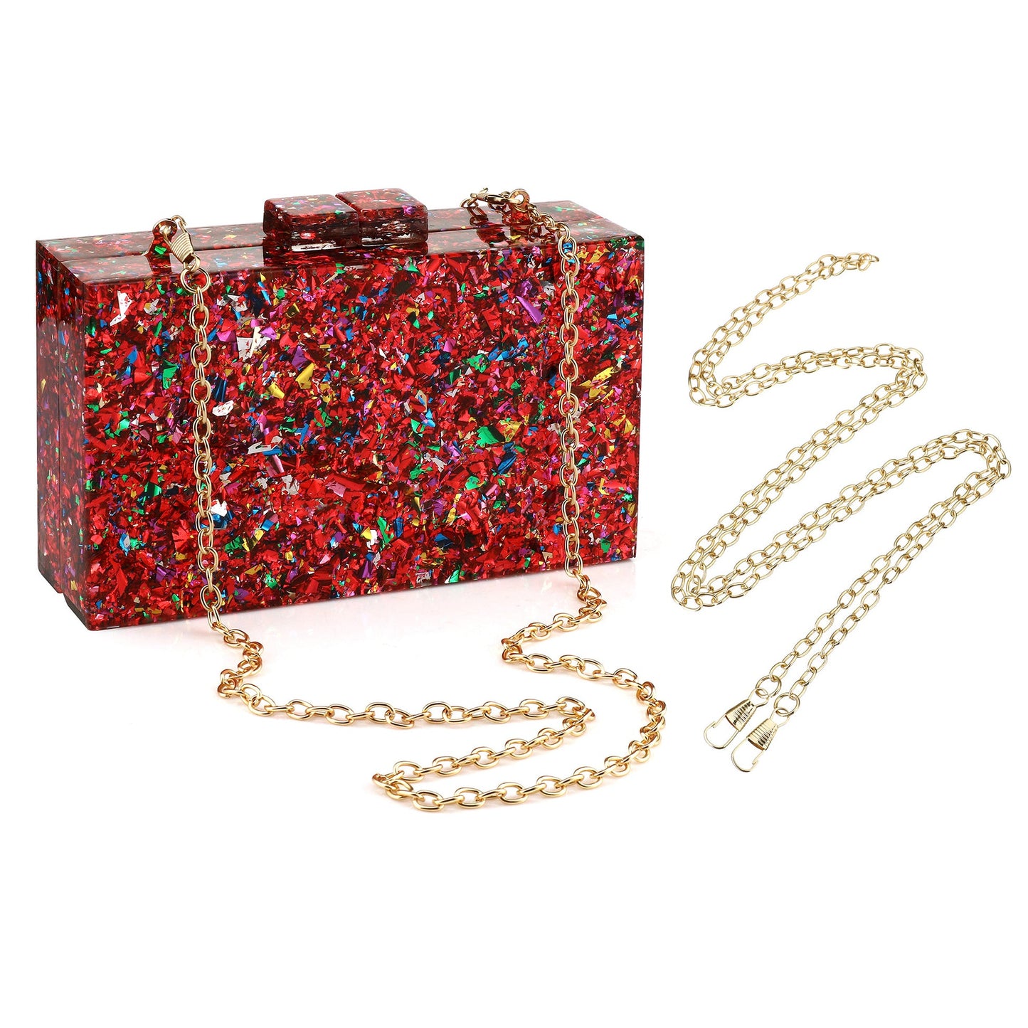Women Handbags Evening Banquet Party Clutch Bag Rectangle Multicolor Geometric Trend Designed Acrylic Bags Chain Crossbody Bag