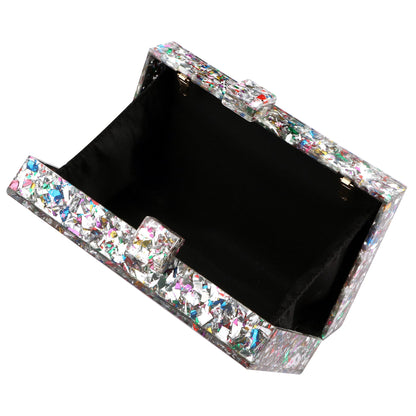 Women Handbags Evening Banquet Party Clutch Bag Rectangle Multicolor Geometric Trend Designed Acrylic Bags Chain Crossbody Bag