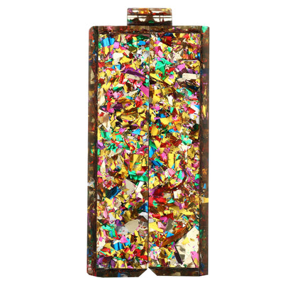 Women Handbags Evening Banquet Party Clutch Bag Rectangle Multicolor Geometric Trend Designed Acrylic Bags Chain Crossbody Bag