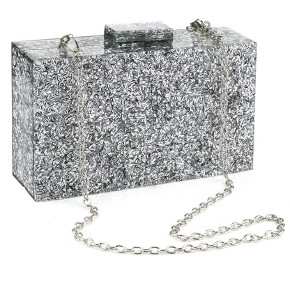 Women Handbags Evening Banquet Party Clutch Bag Rectangle Multicolor Geometric Trend Designed Acrylic Bags Chain Crossbody Bag