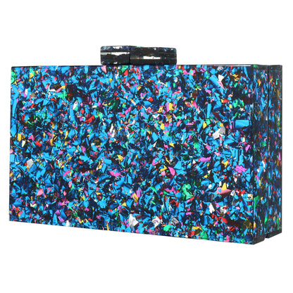 Women Handbags Evening Banquet Party Clutch Bag Rectangle Multicolor Geometric Trend Designed Acrylic Bags Chain Crossbody Bag