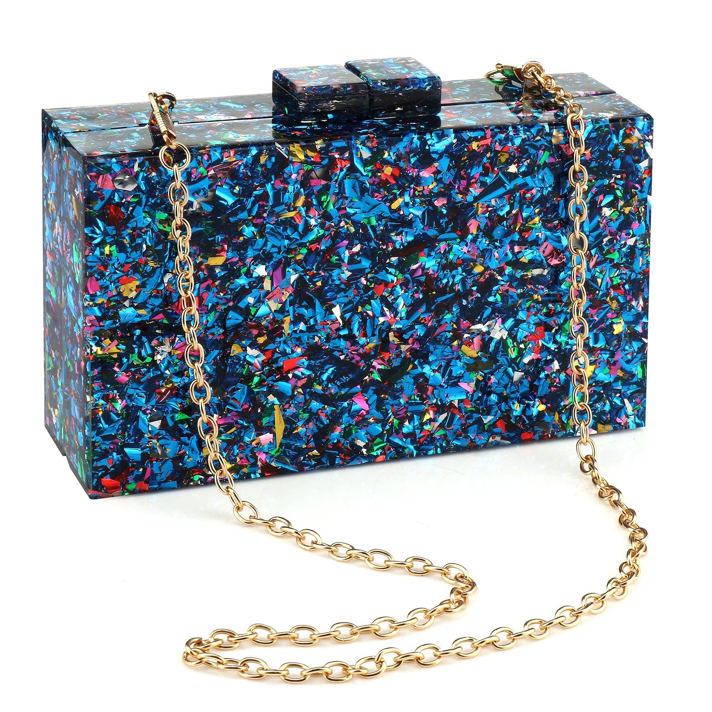 Women Handbags Evening Banquet Party Clutch Bag Rectangle Multicolor Geometric Trend Designed Acrylic Bags Chain Crossbody Bag