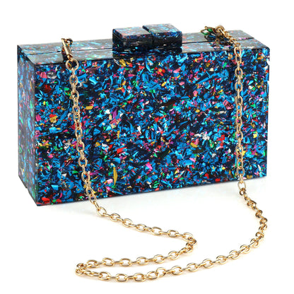 Women Handbags Evening Banquet Party Clutch Bag Rectangle Multicolor Geometric Trend Designed Acrylic Bags Chain Crossbody Bag