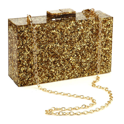 Women Handbags Evening Banquet Party Clutch Bag Rectangle Multicolor Geometric Trend Designed Acrylic Bags Chain Crossbody Bag