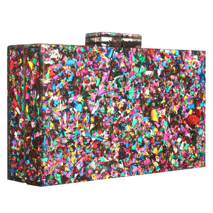 Women Handbags Evening Banquet Party Clutch Bag Rectangle Multicolor Geometric Trend Designed Acrylic Bags Chain Crossbody Bag