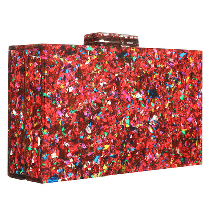 Women Handbags Evening Banquet Party Clutch Bag Rectangle Multicolor Geometric Trend Designed Acrylic Bags Chain Crossbody Bag