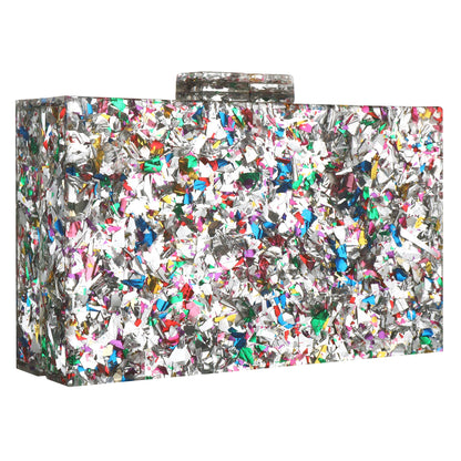 Women Handbags Evening Banquet Party Clutch Bag Rectangle Multicolor Geometric Trend Designed Acrylic Bags Chain Crossbody Bag