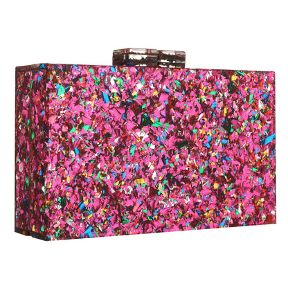 Women Handbags Evening Banquet Party Clutch Bag Rectangle Multicolor Geometric Trend Designed Acrylic Bags Chain Crossbody Bag