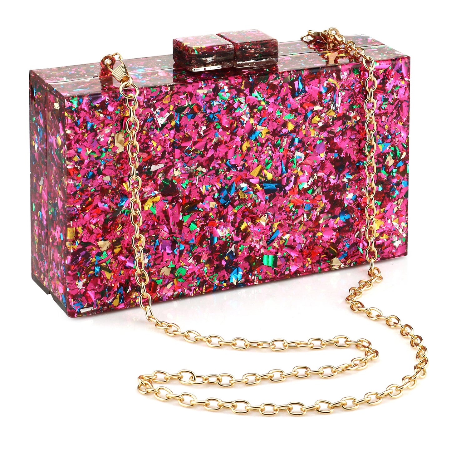 Women Handbags Evening Banquet Party Clutch Bag Rectangle Multicolor Geometric Trend Designed Acrylic Bags Chain Crossbody Bag