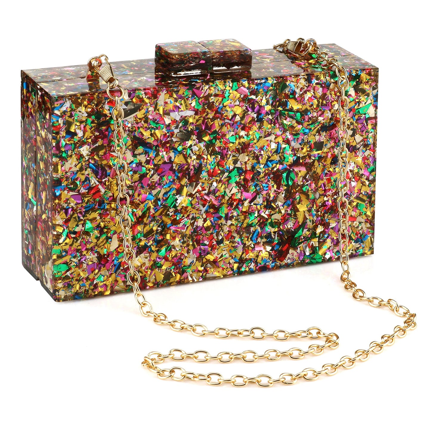 Women Handbags Evening Banquet Party Clutch Bag Rectangle Multicolor Geometric Trend Designed Acrylic Bags Chain Crossbody Bag