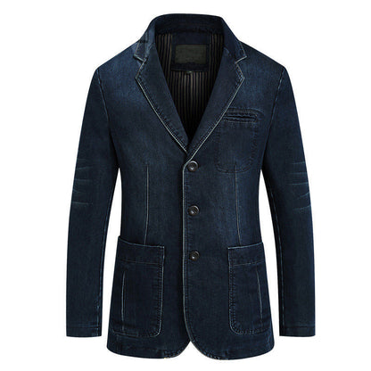 Mens Denim Blazer Men Fashion Cotton Vintage Suit Outerwear Male Blue Coat Denim Jacket Men Slim Fit Jeans Denim Blazers Top 4Xl