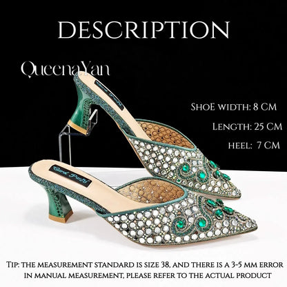Luxury Pink Rhinestone Party Shoes and Clutch for Women- Elegant Crystal Heels with Matching Evening Bag