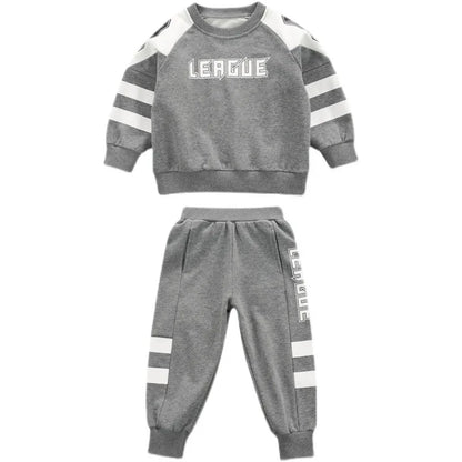 Boys Contrast Alphabet Sweatshirt+Sweatpant School Kids 2PCS Tracksuit Child Jogger Outfit Student Active Workout Set 3-14 Yr