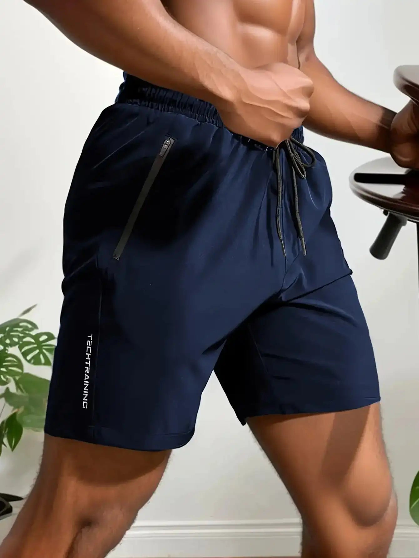 Men's Five-Piece Shorts, Sports, Fitness, Swimming, with Zipper Pockets, Quick-Drying, Casual, Breathable, Drawstring Shorts, Suitable for Summer Outdoor Sports, Fitness Training, Home Leisure, Beach Vacation