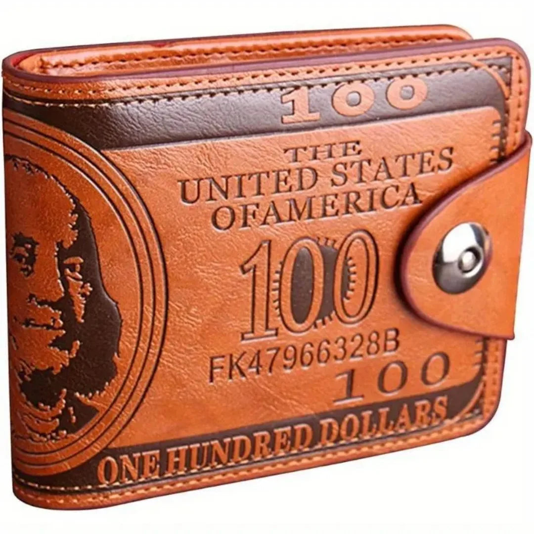 Retro Men's Wallet with Magnetic Buckle - Short Dollar Pattern Wallet, Multi-Card Business Style, 1pc Faux Leather Credit Card and Photo Holder, Elegant Accessory for Everyday Use