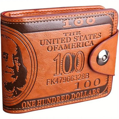 Retro Men's Wallet with Magnetic Buckle - Short Dollar Pattern Wallet, Multi-Card Business Style, 1pc Faux Leather Credit Card and Photo Holder, Elegant Accessory for Everyday Use