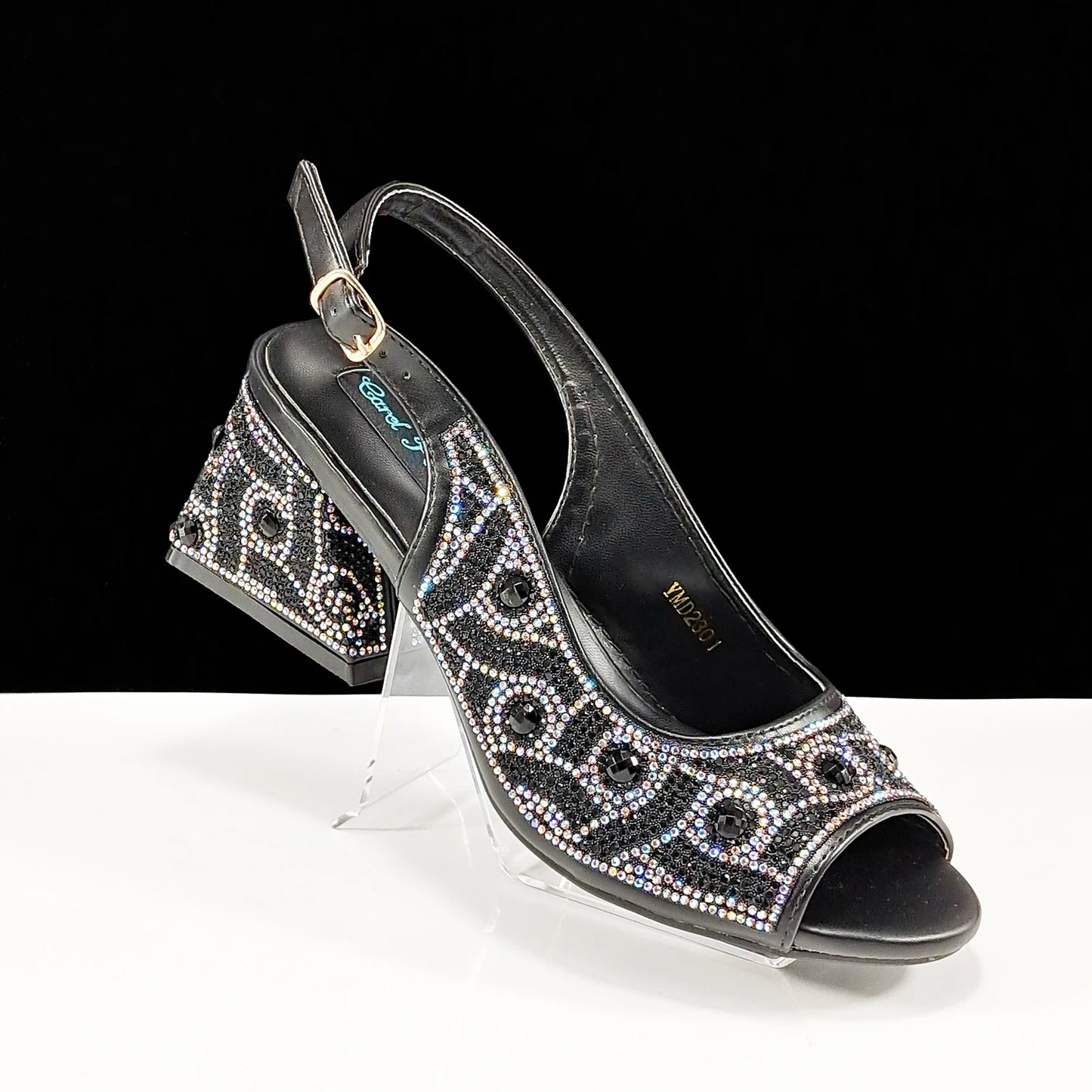 Square Heel Shoes! Hand-held Three-Dimensional Bag and Shoes Set From the Same Series/Open Toe Shoes and Evening Bag